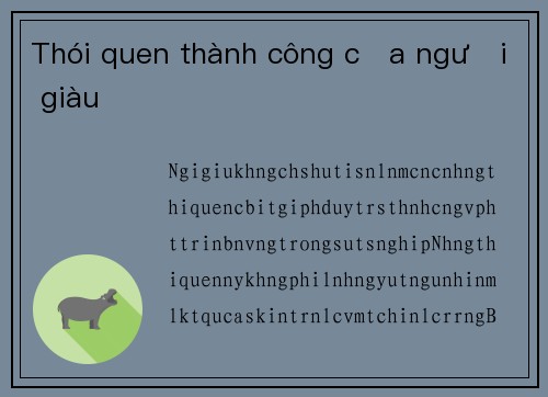 Thói quen thành công của người giàu